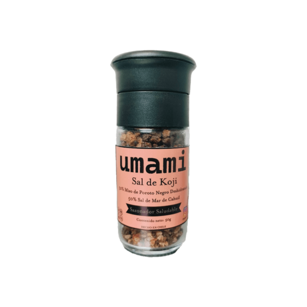 Sal de Cahuil mezclada con miso de poroto negro deshidratado a bajas temperaturas, conservando sus enzimas y sabor umami, un condimento único chileno-japonés. molino