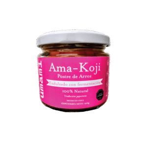 Frasco de Ama-koji artesanal Umami Chile, endulzante natural sin azúcar refinada hecho a base de arroz fermentado.