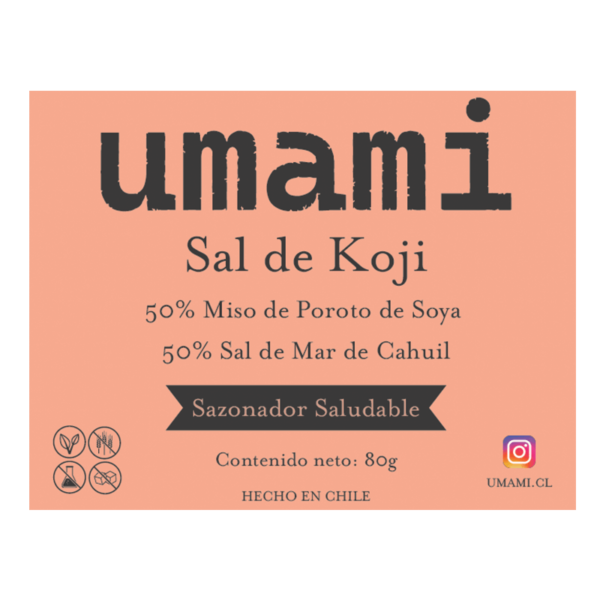 Sal de Cahuil mezclada con miso de soya, un condimento único que combina la tradición salinera chilena con el sabor umami del fermento japonés.