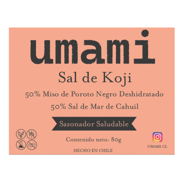 Sal de Cahuil mezclada con miso de poroto negro, un condimento único que combina la tradición salinera chilena con el sabor umami del fermento japonés.