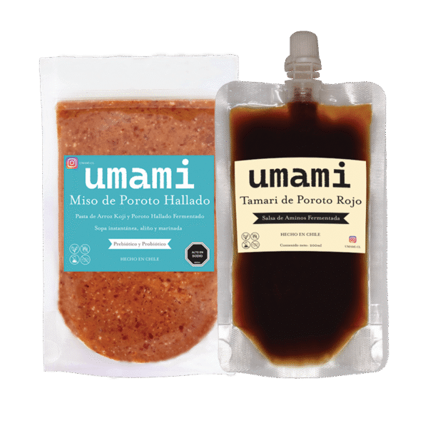 Pack Tamari de Poroto Rojo y Miso de Poroto Hallado artesanales, fermentados con koji y elaborados en Chile.