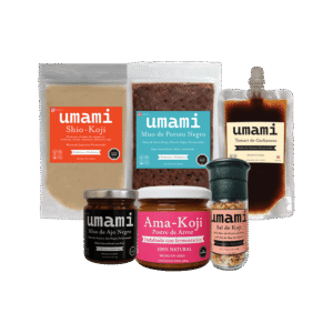 ack de tamari de garbanzo, miso de poroto negro, shio-koji, ajo negro, sal de poroto de soya y ama-koji artesanal de Umami Chile