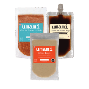 Pack de tamari de poroto rojo, miso de poroto hallado y shio-koji artesanal de Umami Chile